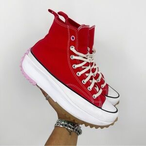 Converse Run Star Hike Red And Pink High Top Shoes SZ Women's 11 Chunky Platform